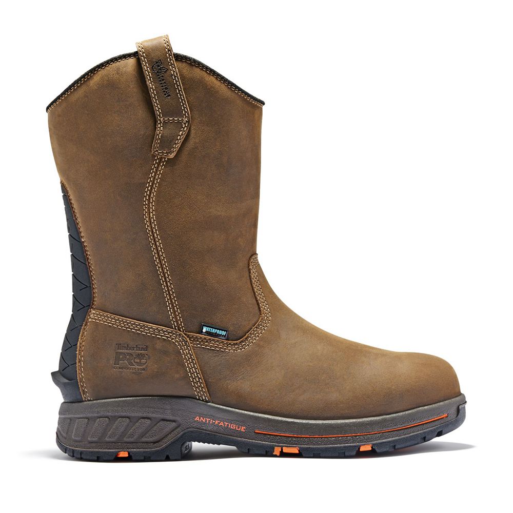 Timberland Μποτακια Εργασίας Ανδρικα Καφε/Μαυρα - Pro® Helix Hd Comp Toe Pull-On - Greece 2581093-JP